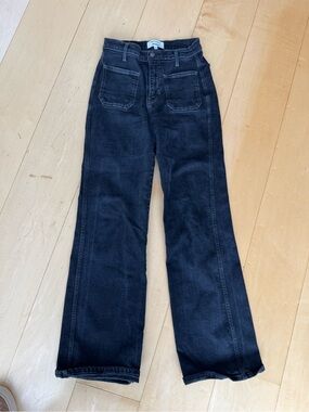 Reformation high rise black wide/straight leg jean